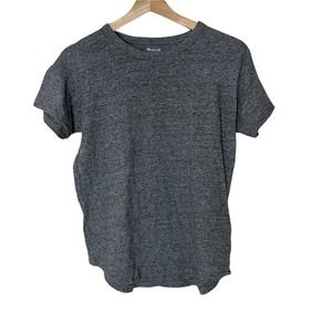 Madewell Heathered Iron Whisper Cotton Rib Crewneck T Shirt Women’s Size XS